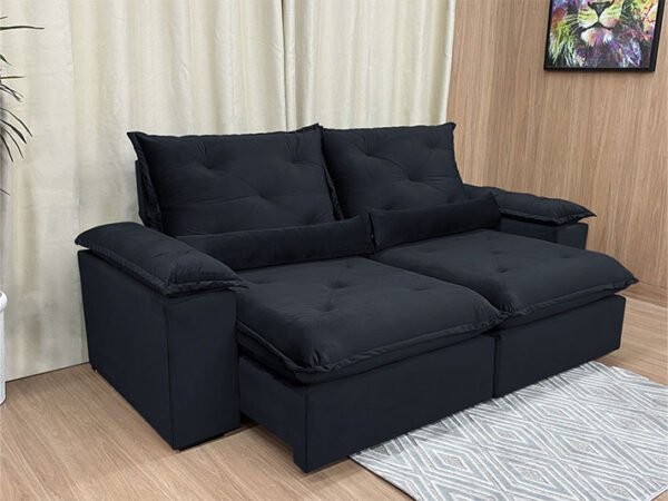 Sofá Retrátil Reclinável 1,80 m Preto 504 Zuqui Plus - Image 3
