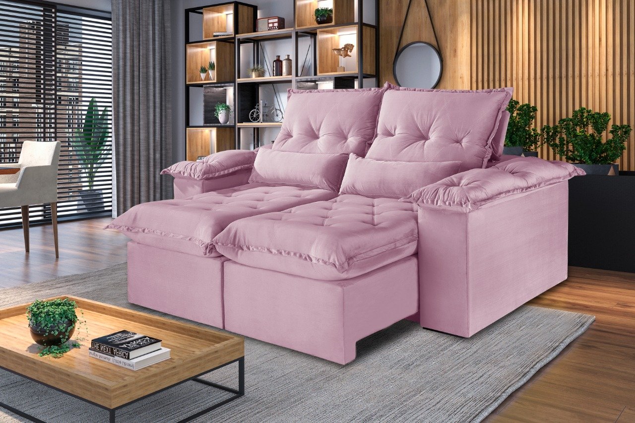 Estofado Retrátil Reclinável 290m Ouro Preto Tecido: Veludo Jolie da Idealle