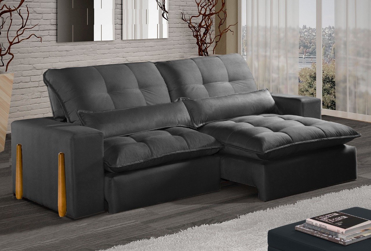 Estofado Retratil Reclinavel Itaoca Fitipaldi 250 Vel Preto Idealle