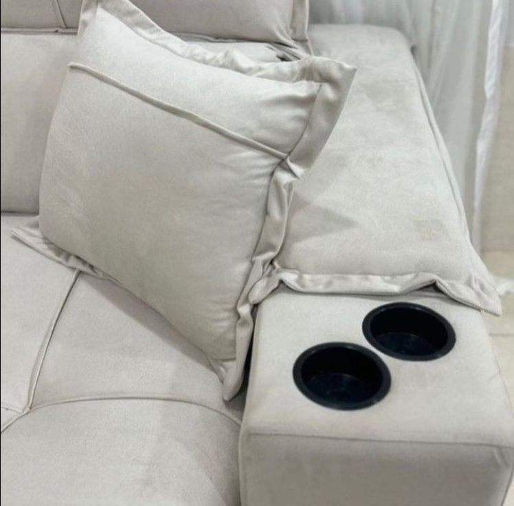 SOFÁ RETRÁTIL E RECLINÁVEL ZEUS 230 BEGE – ENTRADA USB E CARREGADOR POR INDUÇÃO/ PORTA COPOS. - Imagem 2