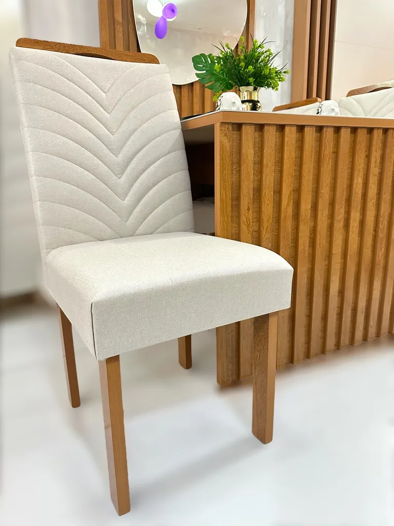 Mesa Cancún 120x90 TP Cancún + Ripado (Off/Cinamomo) C/ 4 Cadeiras - Imagem 2