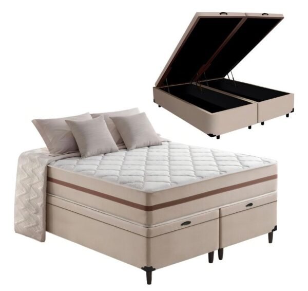 Colchão Casal Classic Ensacadas AG D70 + Base Baú Bio Partida