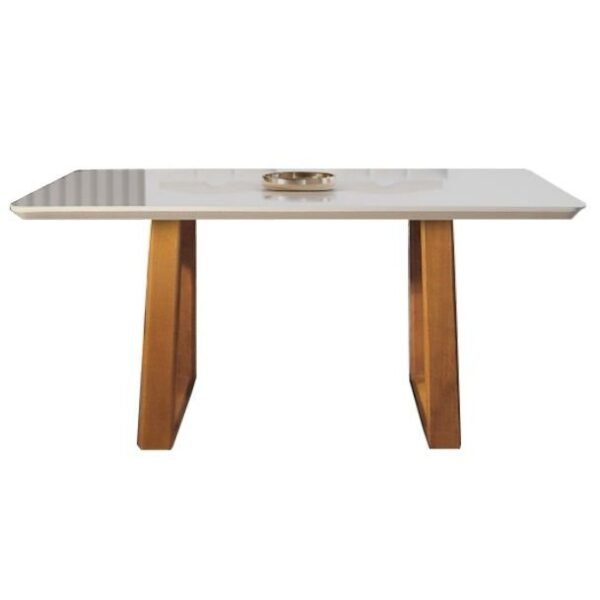 Mesa Ipanema 160 Imbuia Natural/Vidro Off White
