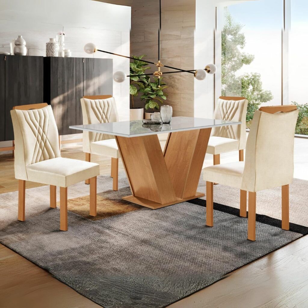 Mesa de Jantar Classic 120×080 com 4 Cadeiras Classic Cel Móveis