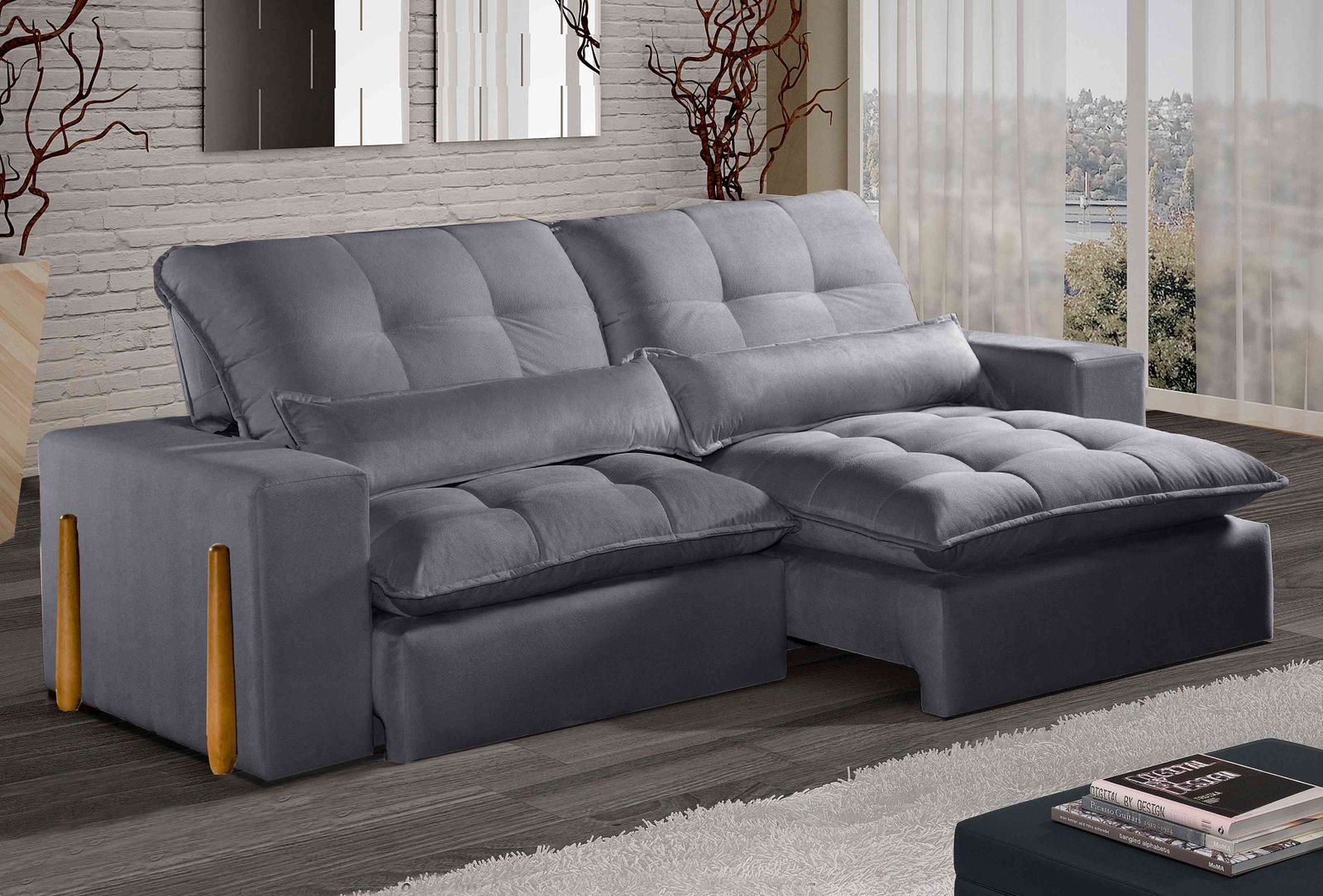 Estofado Retr Recl Fitipaldi 230 Grafite 10 Ideall