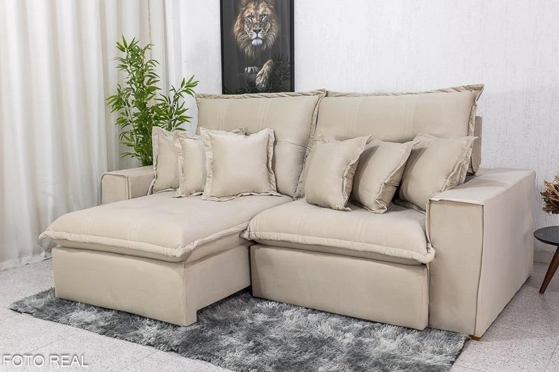 Sofá Retrátil Reclinável Ferrara Veludo D33 e Molas Ensacadas