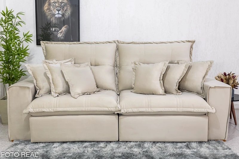 Sofá Retrátil Reclinável Ferrara Veludo D33 e Molas Ensacadas - Imagem 2