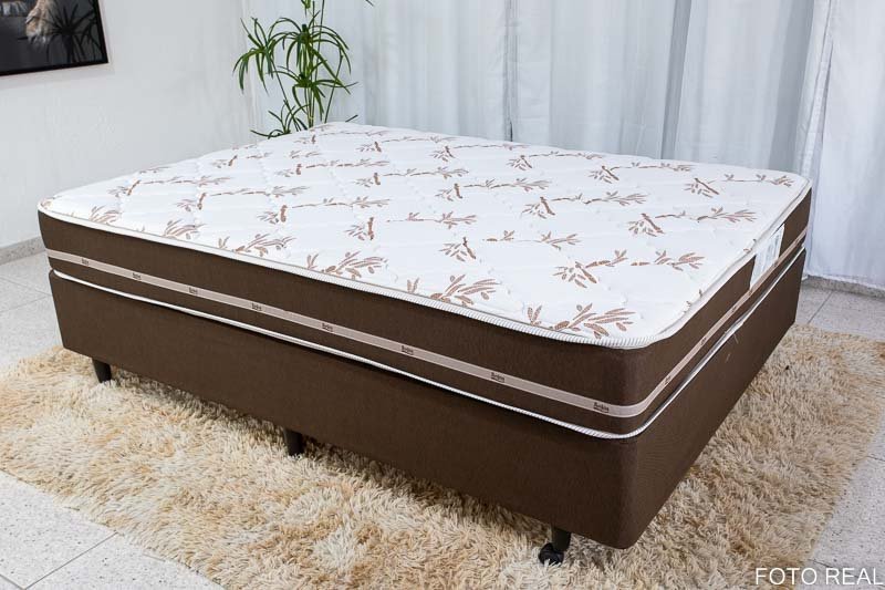 Base Box + Colchão Casal Classic Marrom Molas Superlastic