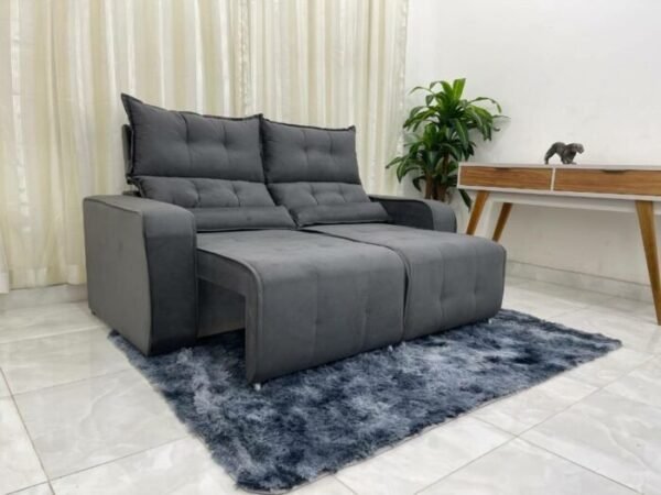 Sofá Retrátil e Reclinável Minas 1.80m – Cinza Veludinho - Image 3