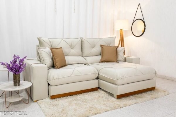 Sofá Retrátil Reclinável Gran Bello Veludo Bege - D33 e Molas Ensacadas