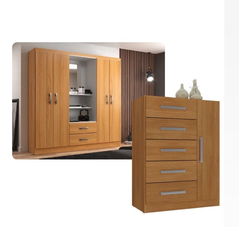 Guarda-Roupa 4 Portas Capelinha + Comoda Corais