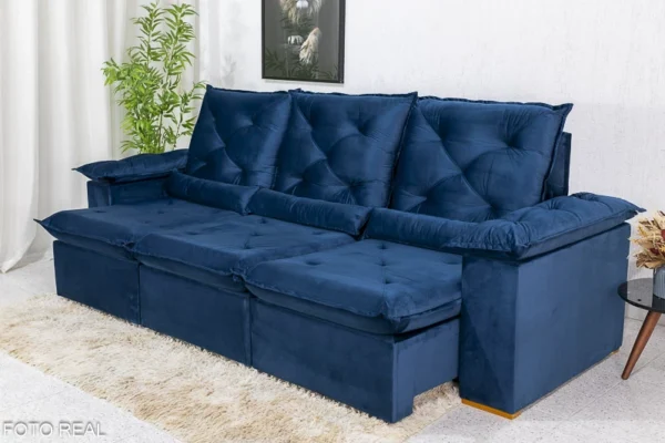 SOFÁ RETRÁTIL E RECLINÁVEL 270 ROMA AZUL