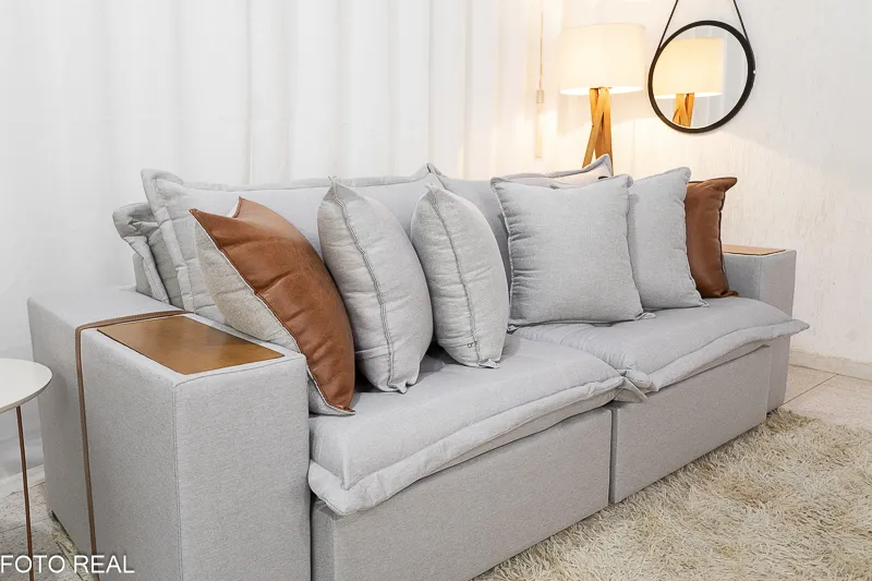 Sofá Retrátil Reclinável e Sofá Cama 2.36m Tebas Linho