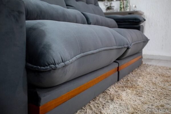 Sofá Retrátil Reclinável Ibis Veludo Cinza - D33 e Molas Ensacadas - Image 2