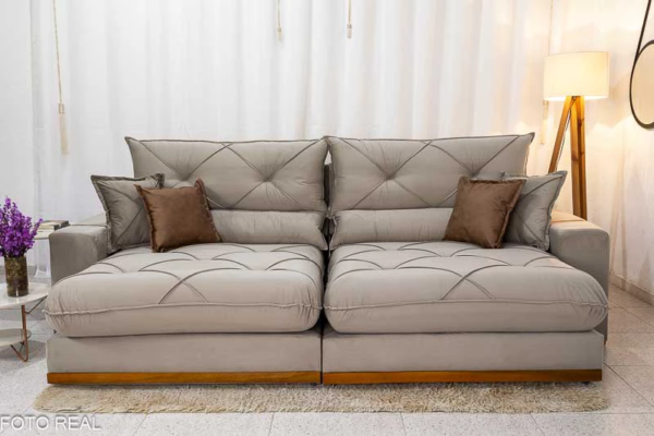 Sofá Retrátil Reclinável Gran Bello 2.90m Veludo Capuccino - D33 e Molas Ensacadas - Image 3