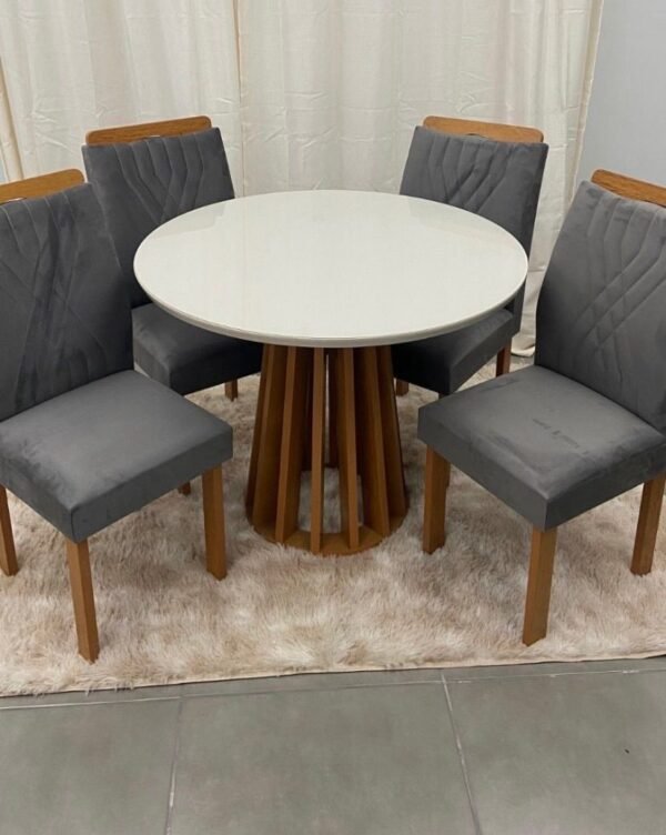 Mesa berlim 100x100 C/4 cadeiras cinza grafite