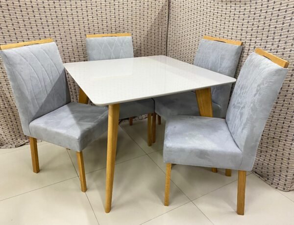Mesa Jade/Slim 100x80 C/4 Cadeiras cinza