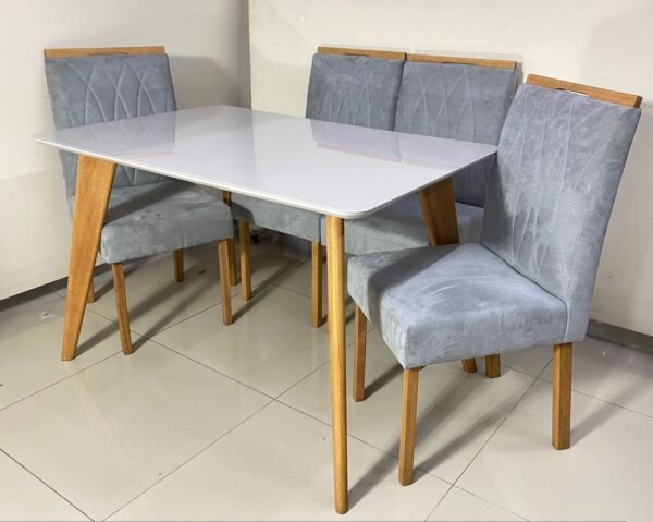 Mesa Jade/Slim 120x80 C/4 Cadeiras cinza