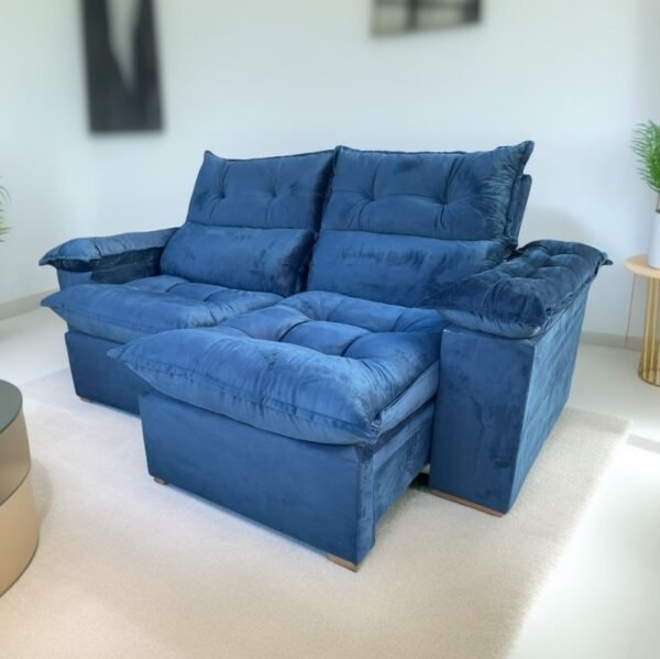 Sofá Retrátil e Reclinável Imperial 2,00 m Veludo Jolie Azul 07 – IMPERIAL DECOR