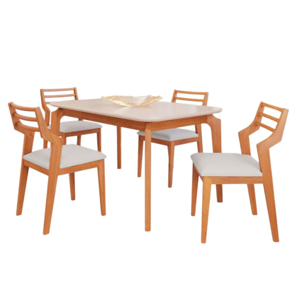 Mesa Alegra 120 Mel /Off 4 Cadeiras Damasco