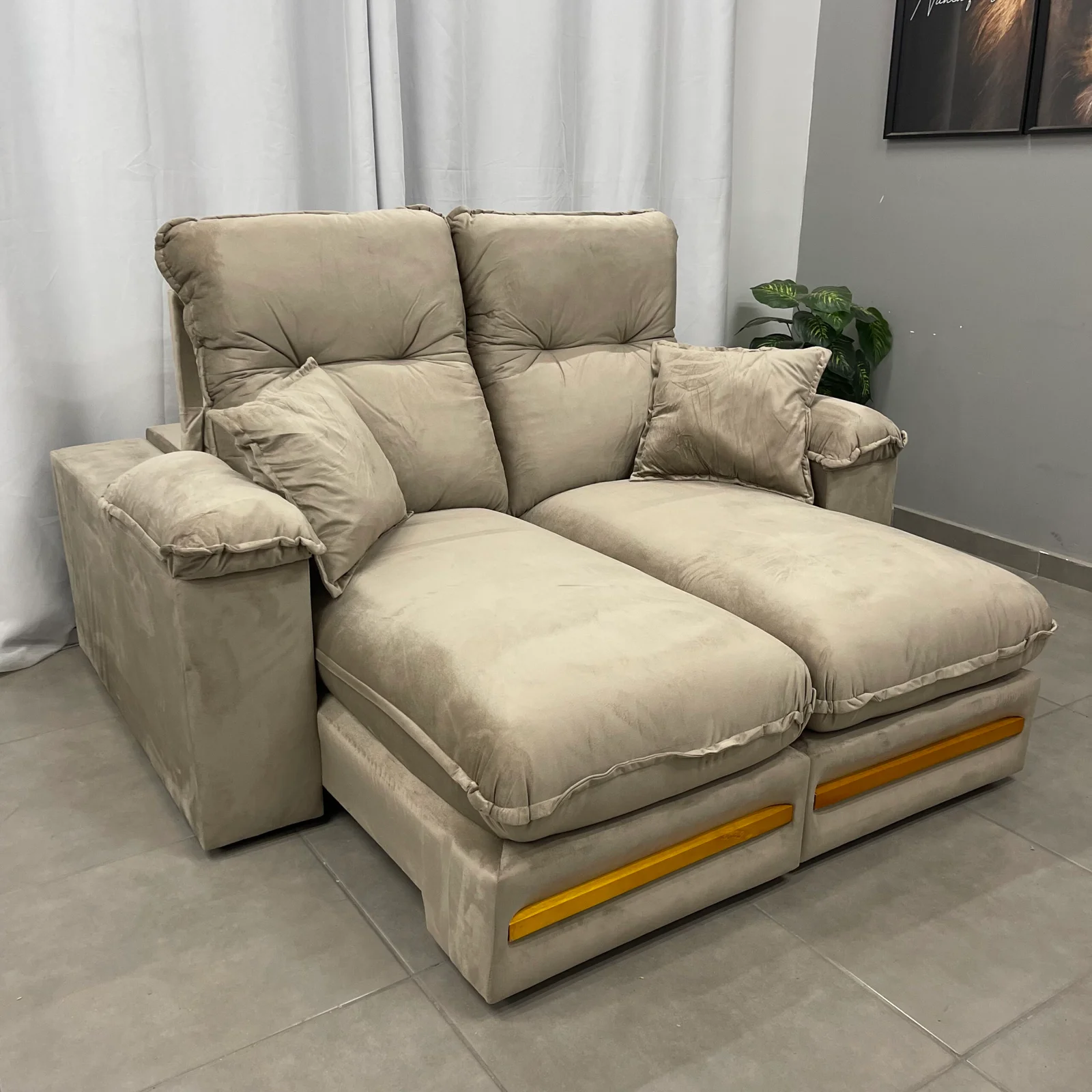 Sofá Libano 2 Lugares Retrátil e Reclinável 180cm Tecido Veludo - Imagem 2