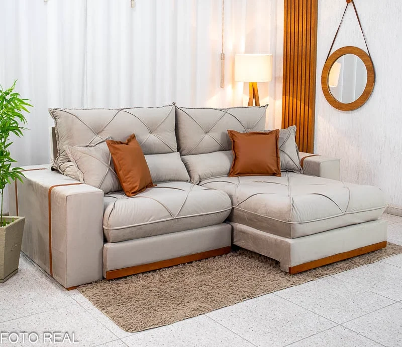Sofá Retrátil Reclinável Gran Bello 2.50m Molas Ensacadas Pocket