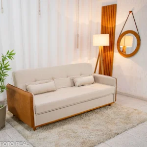 Sofá Cama Ipanema Baú Linho Bege 2.05m