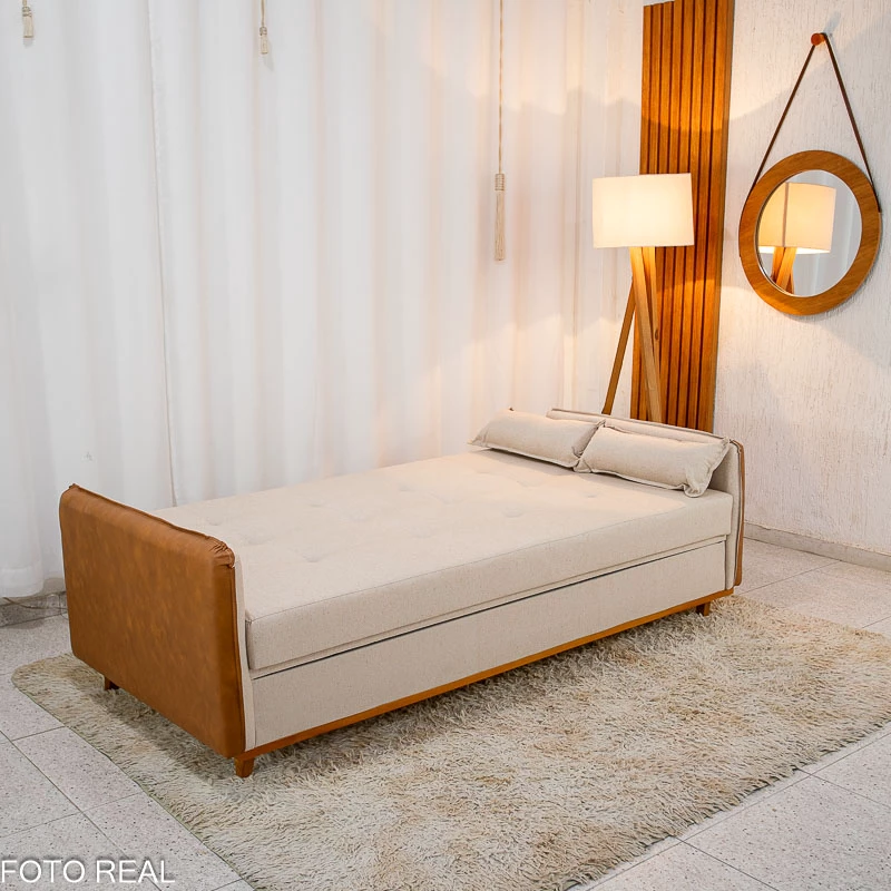 Sofá Cama Ipanema Baú Linho Bege 2.05m - Imagem 3