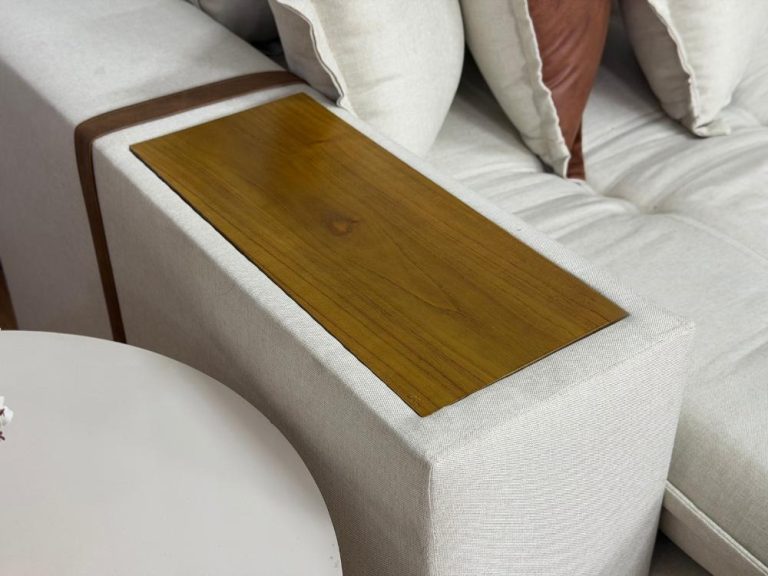 Sofá Retrátil Reclinável Gabriela 2,10m – Bege Linho/Marrom Courino - Imagem 2