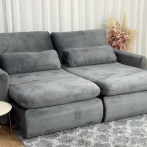 Sofá Cama Retrátil Reclinável Amaranto 2.10m Mod.90 – Cinza Veludo