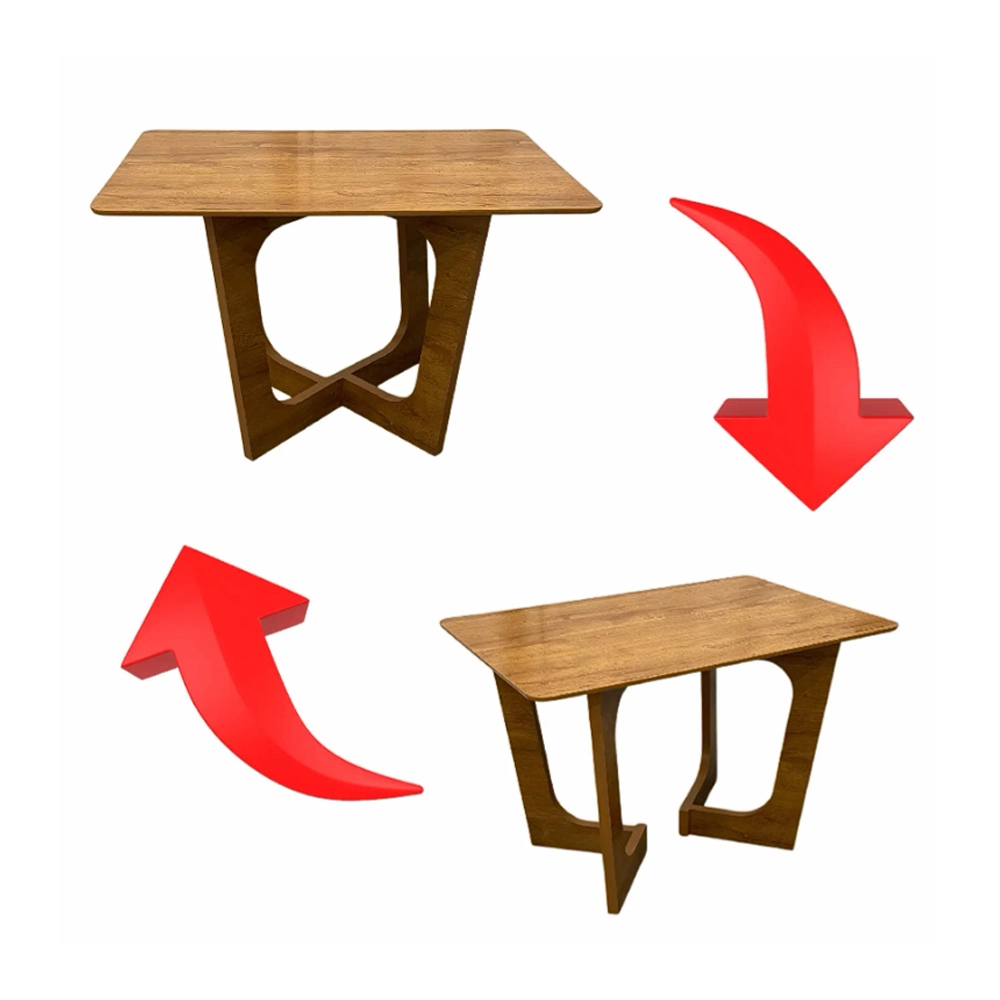 Mesa Dubai 120x80cm Sem Vidro e 4 Cadeiras Sofia em Corino Madeira - Imagem 2