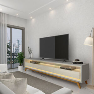 Rack até 75″ Requinte 212 Cinza/Off White – GELIUS