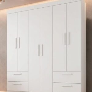 Guarda-Roupa 6 Portas Flórida 1,55 m Branco –