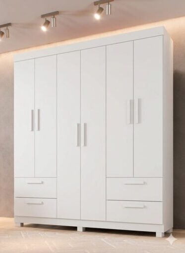 Guarda-Roupa 6 Portas Flórida 1,55 m Branco –
