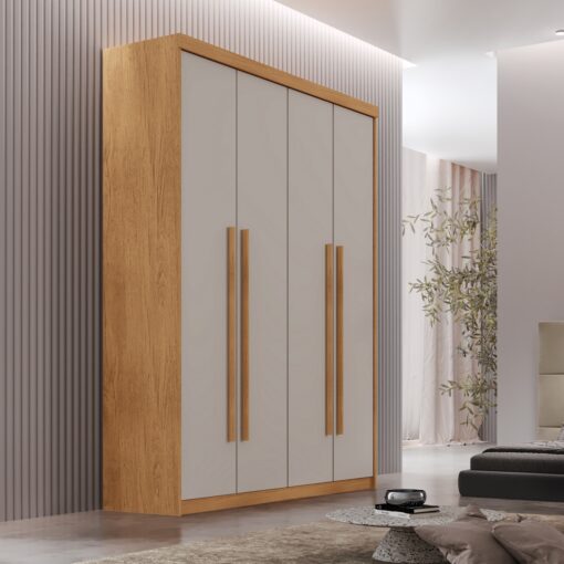 Guarda-Roupa 4 Portas Hawaii 1,21 m Naturale/Off White