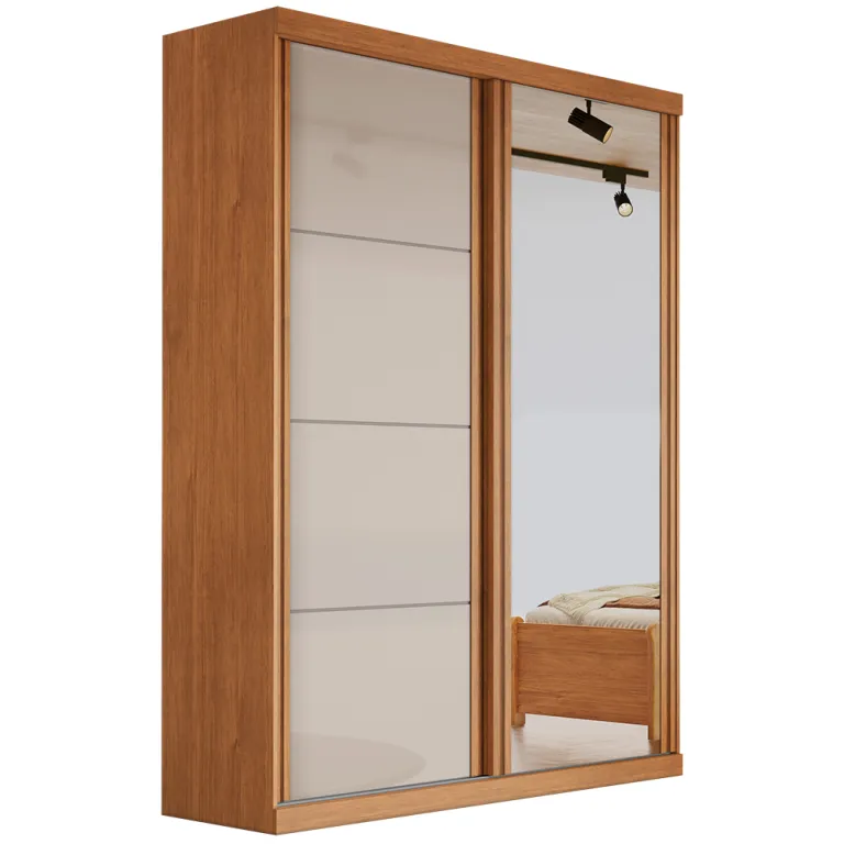 Guarda Roupa Buzios Bianchi Solteiro com Espelho 2 Portas 2 Gavetas