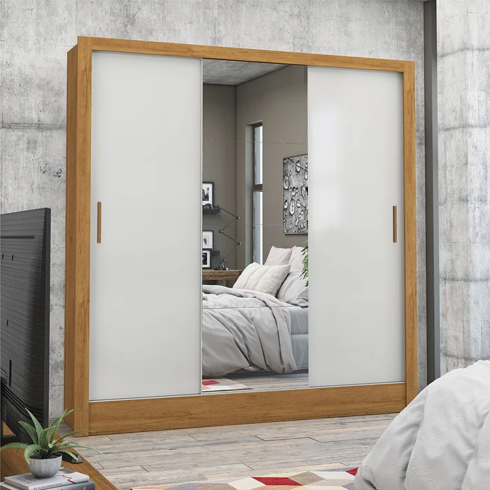 Guarda-Roupa 3 Portas Dubai/Santiago Plus Cinamomo/Branco