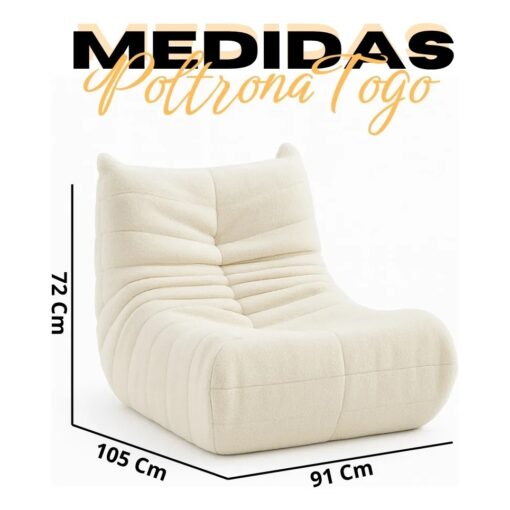 Poltrona Togo (Expansível) Bouclé Bege - Imagem 2