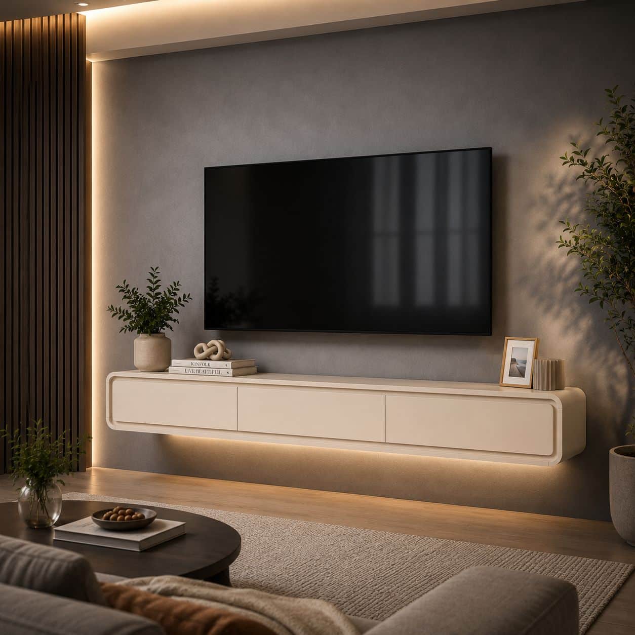 PAINEL ESTONE 2.25 + NICHO LIV SUSPENSO 2.18 CM COM 3 GAVETAS - Imagem 2