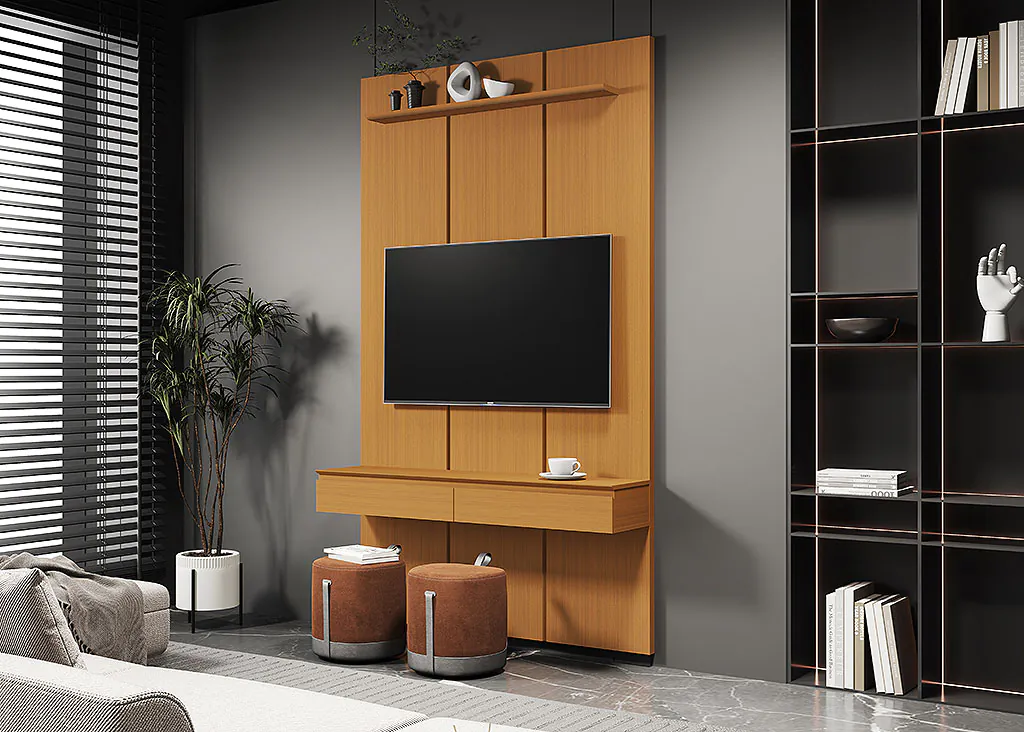 PAINEL ESTONE 1.40 + NICHO LIV SUSPENSO 1.35 COM 2 GAVETAS - Imagem 2