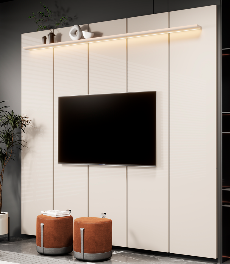 PAINEL ESTONE 2.25 + NICHO LIV SUSPENSO 2.18 CM COM 3 GAVETAS - Imagem 3