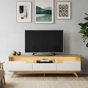 Bancada Diplomata Larg. 2.00m Cinamomo/Off Para TV's até 70 Polegadas