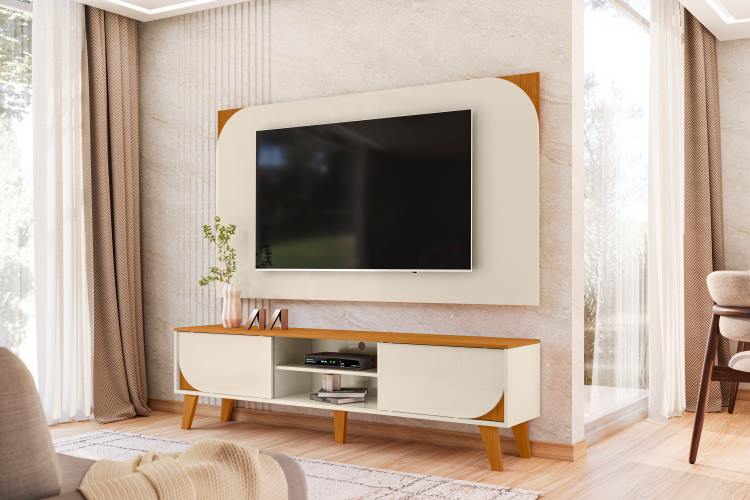 Combo Duna, (Painel + Rack), Côr Cinamomo/Off White