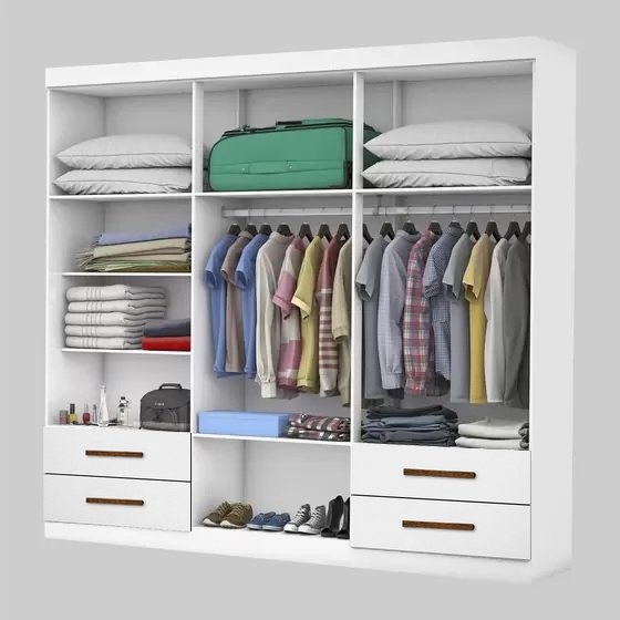 Guarda-Roupa 6 Portas Hércules(Com espelho)1,77 m Branco - Imagem 2