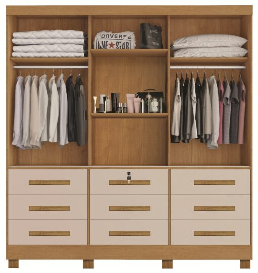 Guarda-Roupa 3 Portas Athenas 1,80 m Nature/Off White - Imagem 2