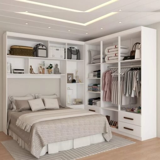 Modulado 4 Portas + Guarda-Roupa 6 Portas Hércules (Com Espelho) Branco - Imagem 2