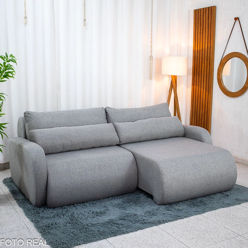 Sofá Retrátil Bellagio Larg. 2.25m Linho Cinza - Imagem 4