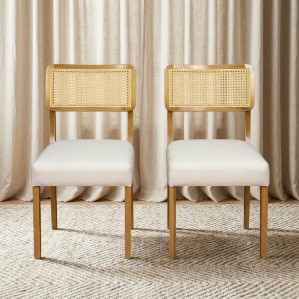 Mesa Bravia 180 Mel/Off White 6 Cadeiras Fortaleza Mel/Linho Palha - Imagem 3