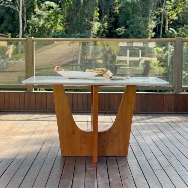 Mesa Bravia 180 Mel/Off White 6 Cadeiras Fortaleza Mel/Linho Palha - Imagem 2