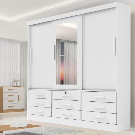 Guarda-Roupa 3 Portas Meridian 2,00 m Branco – D DORO MOVEIS
